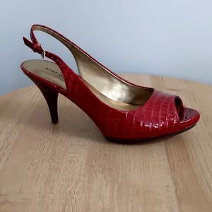 Nine West Red Peep Toe Slingback Pumps